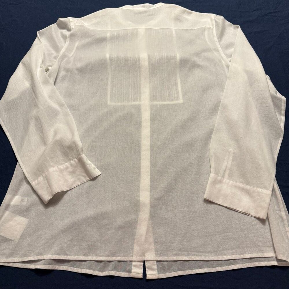 Gap Cotton Voile Pintuck Blouse | White Classic Button Front Shirt | XL - Picture 13 of 14